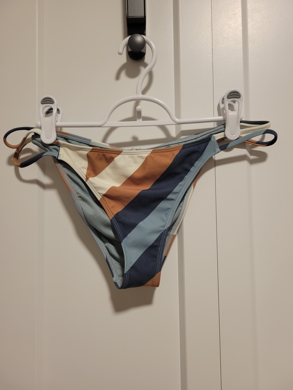 O'Neill Colorblock Striped Bikini Bottom - Blue, Tan & Cream, Size L